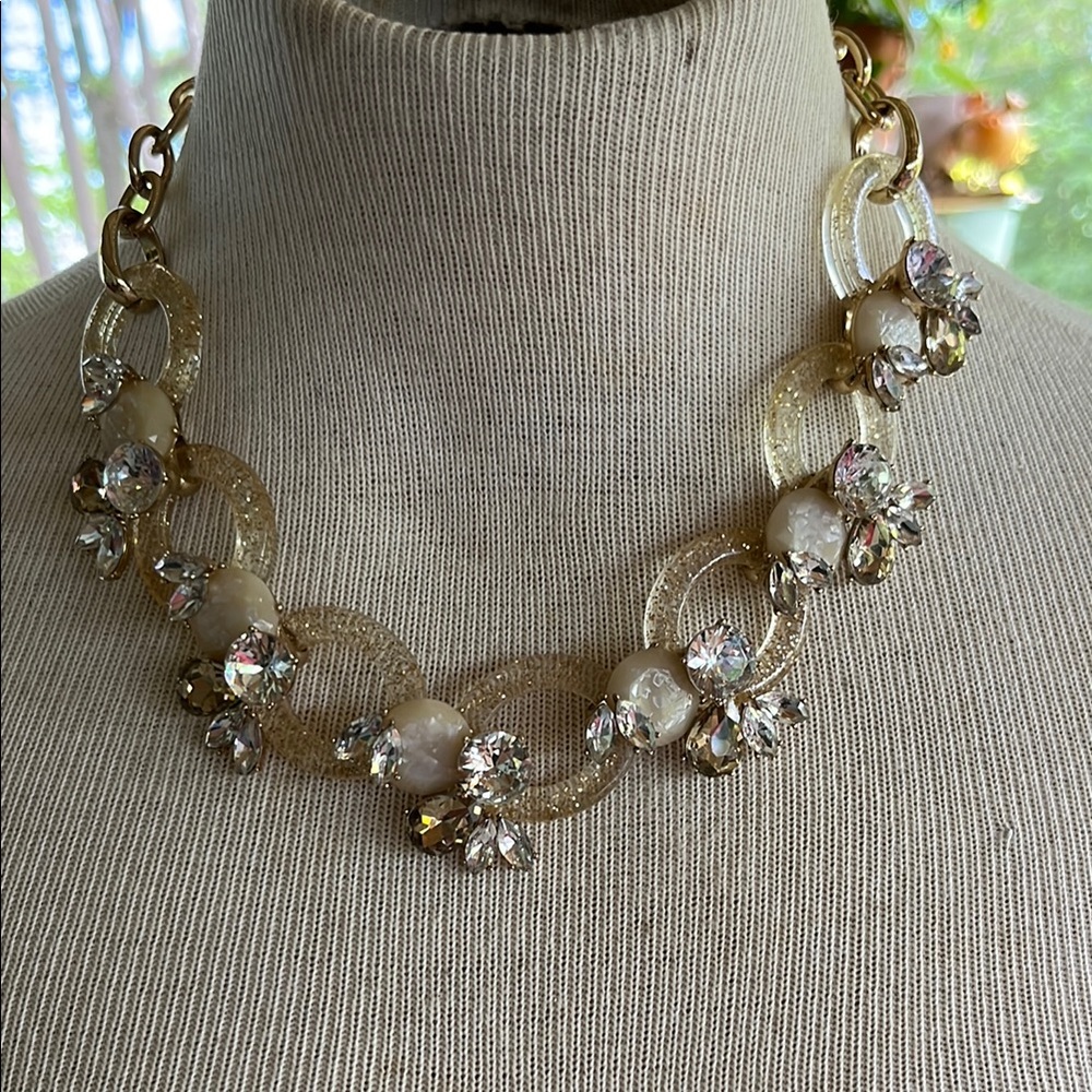 3/$15 INC Resin Gold Tone And Rhinestones  Necklace